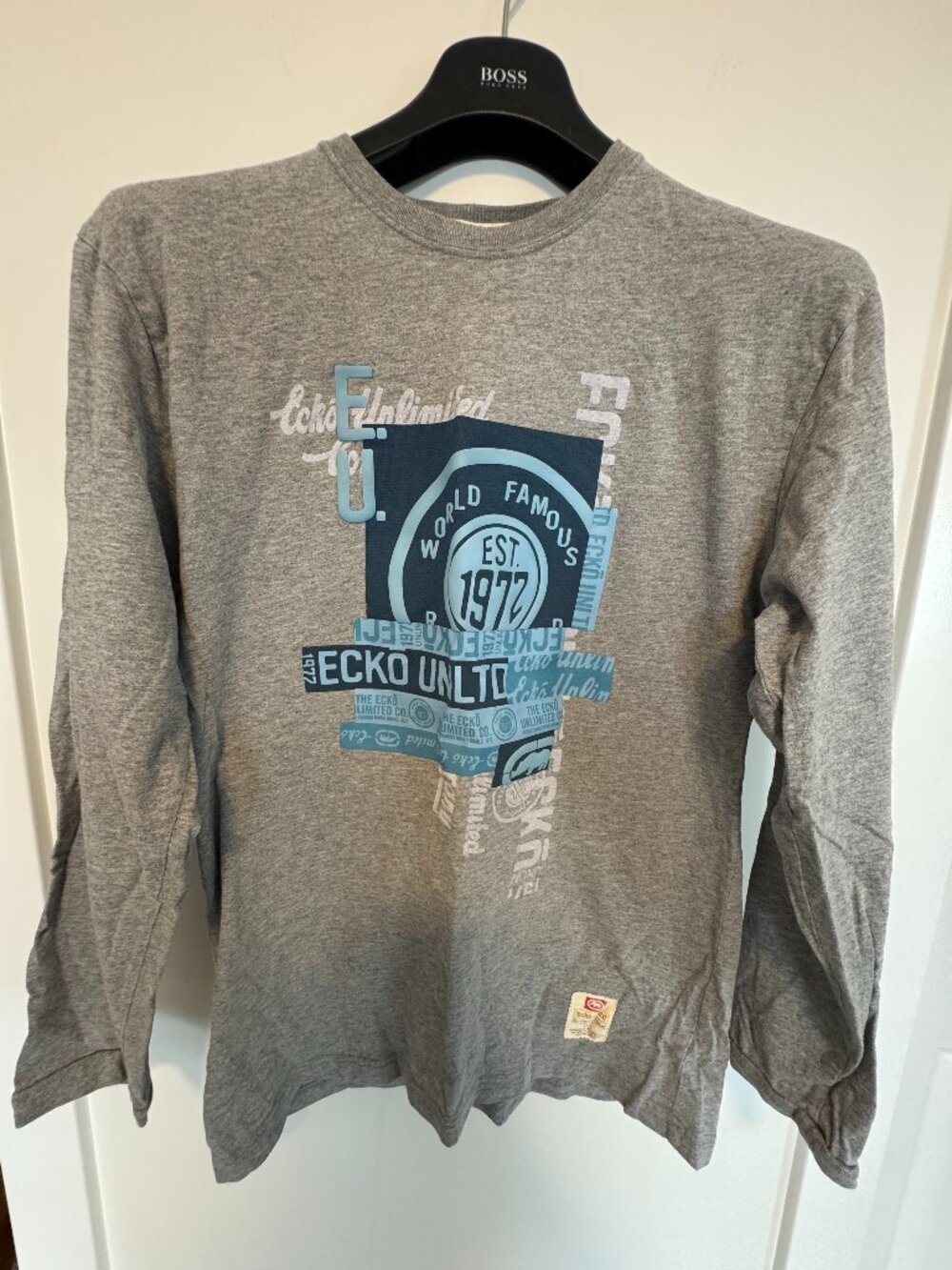Ecko Unltd. Grey Long Sleeve Graphic T-Shirt – Men's Medium